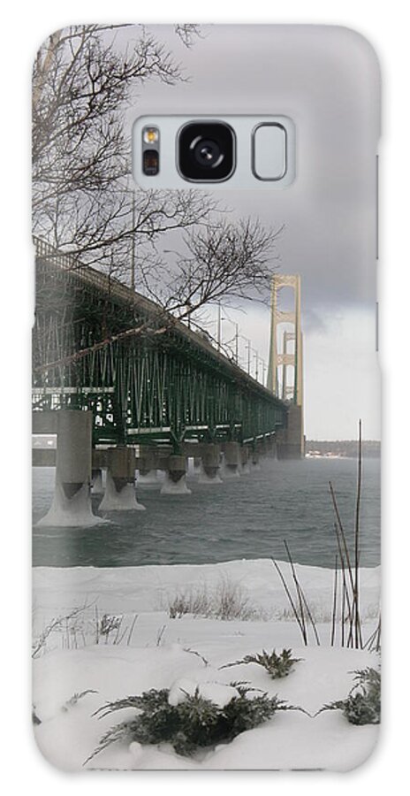 Winter Galaxy S8 Case featuring the photograph Mackinac Bridge at Christmas by Keith Stokes