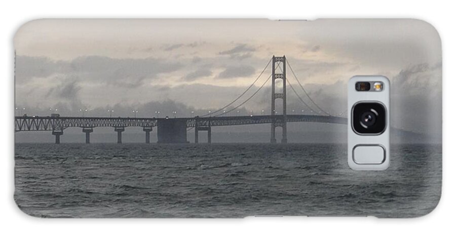 Michigan Galaxy Case featuring the photograph Mackinac Bridge in the Rain by Keith Stokes