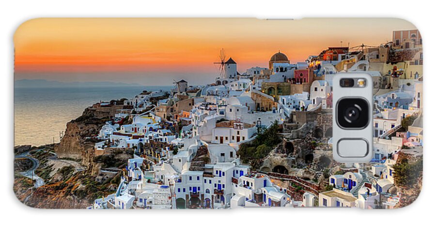 Tranquility Galaxy Case featuring the photograph Magic Sunset In Santorini by George Papapostolou Photographer