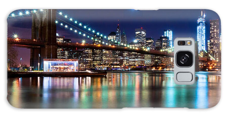 Amazing Brooklyn Bridge Galaxy Case featuring the photograph Magical New York Skyline Panorama by Mitchell R Grosky