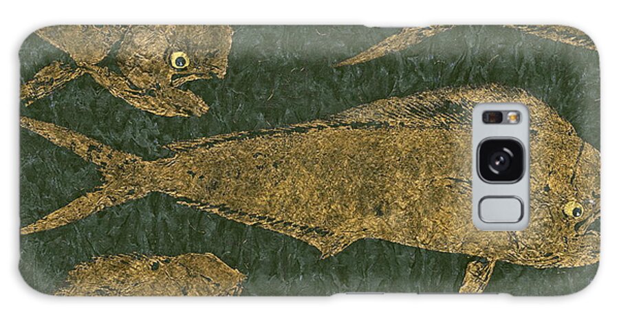 Gyotaku Galaxy Case featuring the mixed media Mahi Mahi on Black w/ Gold Thread Unryu Paper by Jeffrey Canha
