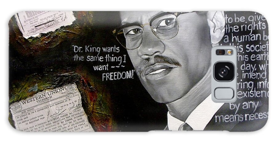 Man Galaxy Case featuring the painting Malcom X by Michelle Brantley