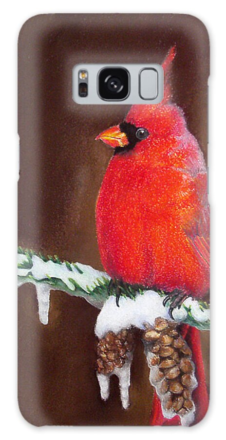 Cardinal Galaxy S8 Case featuring the painting Male Cardinal by Adam Johnson