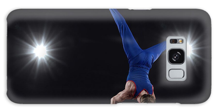 Focus Galaxy Case featuring the photograph Male Gymnast Doing Handstand On Pommel by Mike Harrington