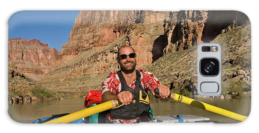 30-35 Years Galaxy Case featuring the photograph Man Rowing Raft Down The Grand Canyon by Whit Richardson