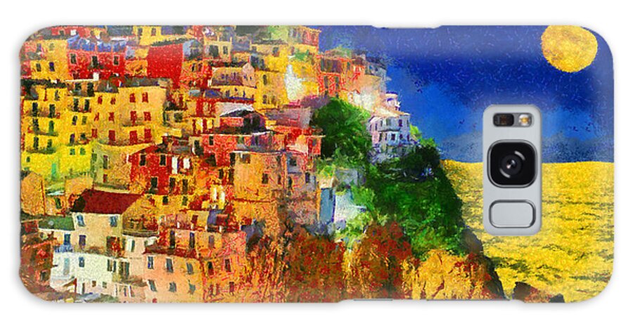 Rossidis Galaxy Case featuring the painting Manarola by night by George Rossidis
