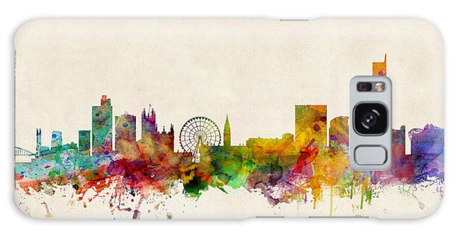 Watercolour Galaxy Case featuring the digital art Manchester England Skyline by Michael Tompsett