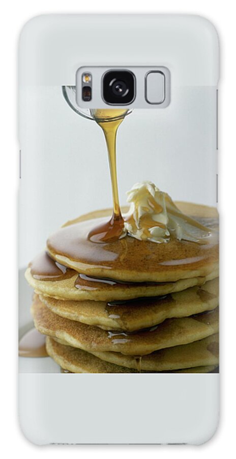 Maple Syrup Being Poured Onto A Stack Of Pancakes Galaxy Case