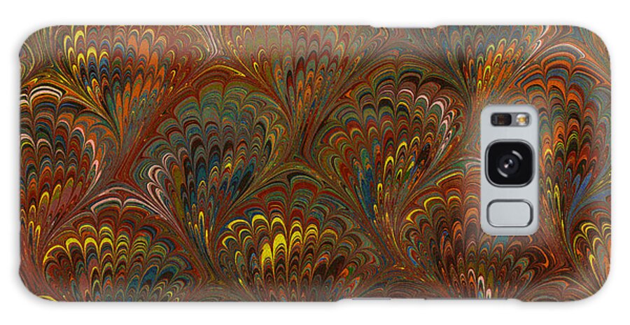 Digital Art Galaxy Case featuring the digital art Marbleized Endpaper in Russets and Golds by Melissa A Benson