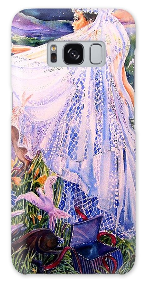 Bride Galaxy Case featuring the painting March Bride with Boxing Hares by Trudi Doyle