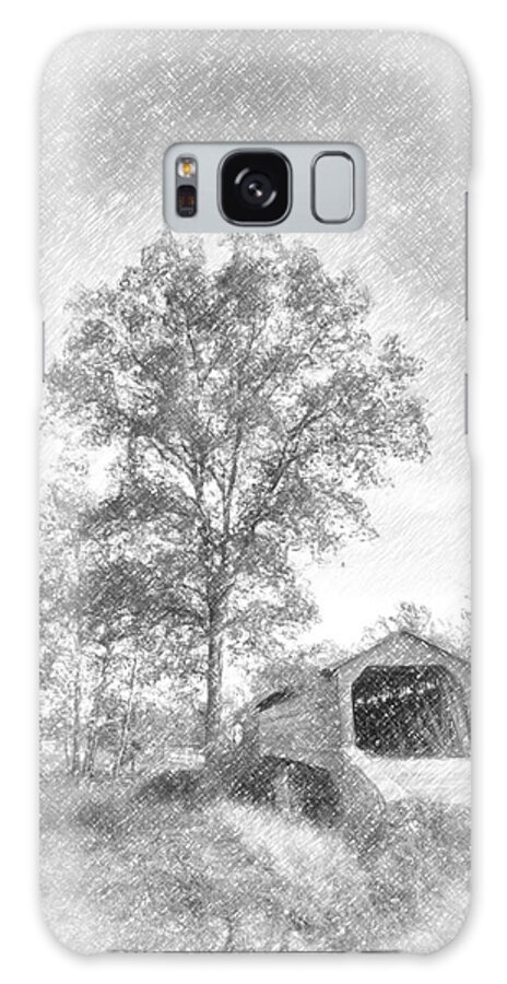 Autumn Galaxy Case featuring the photograph Maryland Covvered Bridge in Pencil by Patrick Wolf