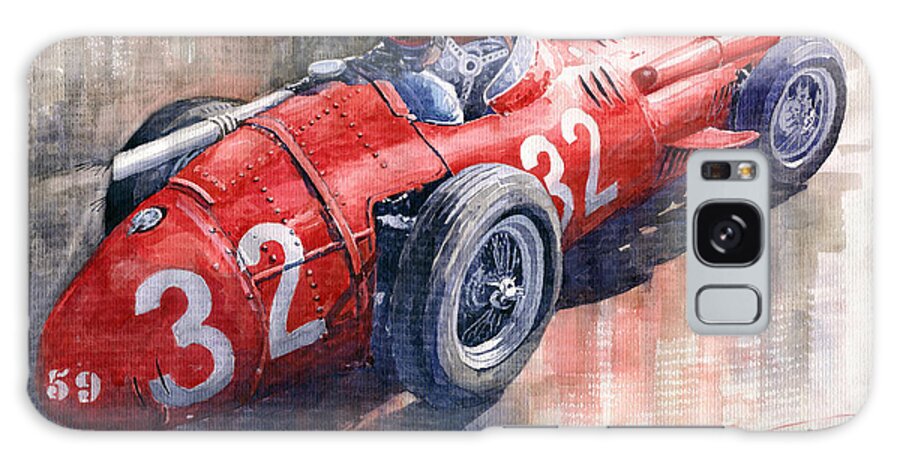 Watercolor Galaxy Case featuring the painting Maserati 250F J M Fangio Monaco GP 1957 by Yuriy Shevchuk