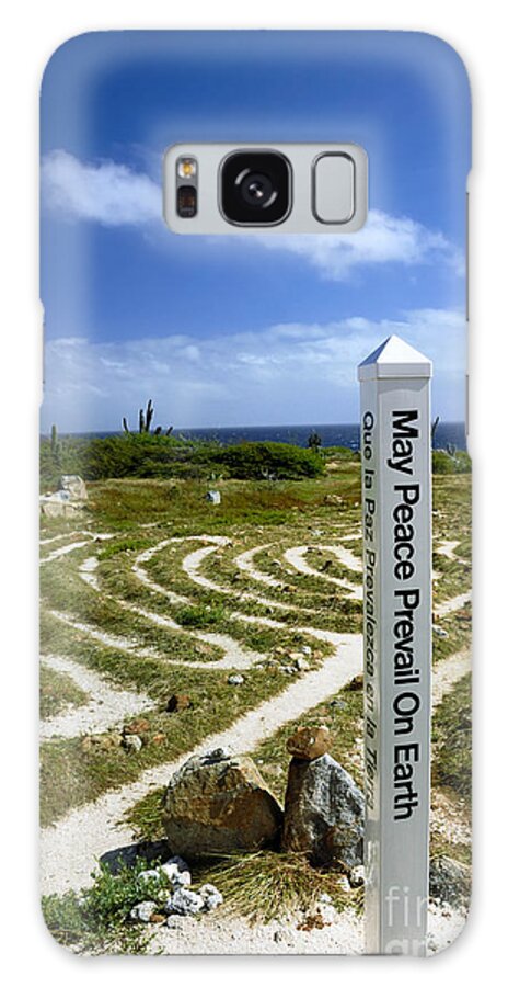 Aruba Galaxy Case featuring the photograph May Peace Prevail on Earth Peace Labyrinth Aruba by Amy Cicconi