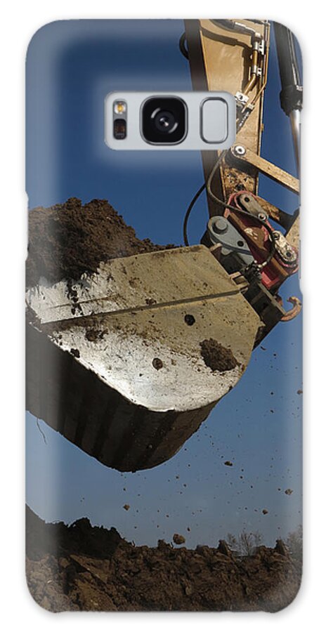 Construction Machinery Galaxy Case featuring the photograph Mechanical Digger Excavating On A by Rolfo Rolf Brenner