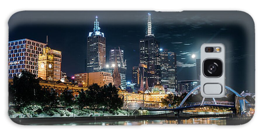 Clock Tower Galaxy Case featuring the photograph Melbourne In Night by Kenji Lau