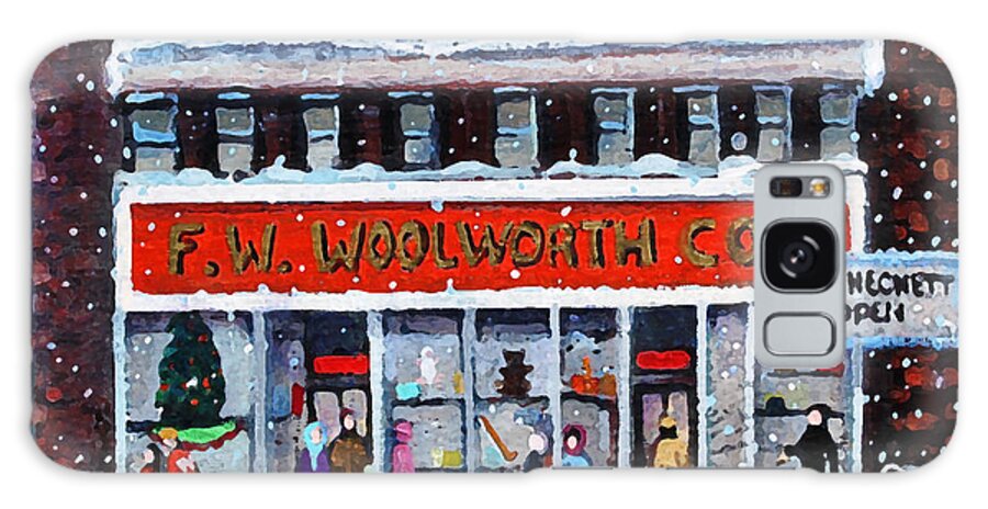 Landscape Galaxy Case featuring the painting Memories of Winter at Woolworth's by Rita Brown