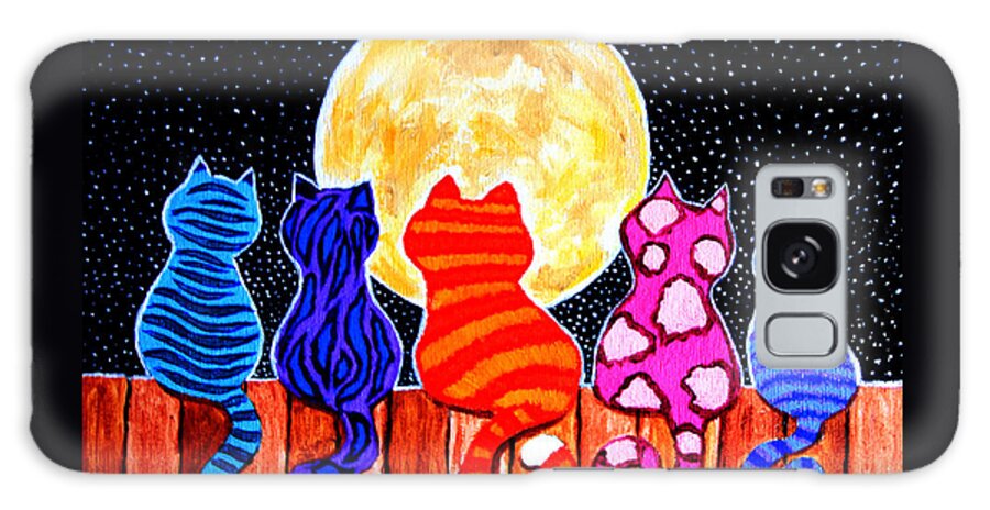 Cats Galaxy Case featuring the painting Meowing at Midnight by Nick Gustafson