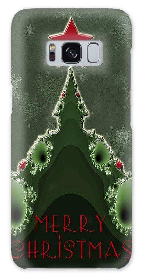 Christmas Galaxy Case featuring the photograph Merry Christmas Greeting - Tree and Star Fractal by Carol Senske