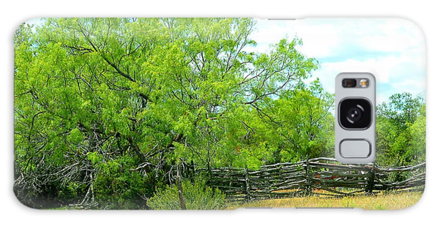 Texas Galaxy Case featuring the photograph Mesquite Tree and Cedar Post Fence by Linda Cox