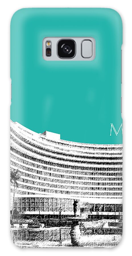 Architecture Galaxy Case featuring the digital art Miami Skyline Fontainebleau Hotel - Teal by DB Artist