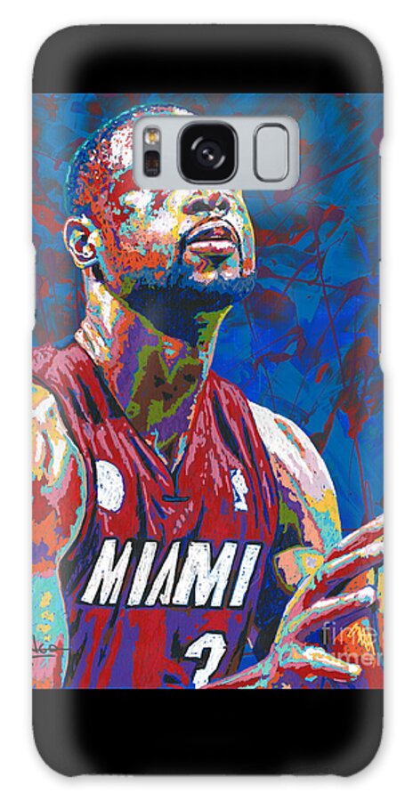 Dwyane Wade Galaxy Case featuring the painting Miami Wade by Maria Arango