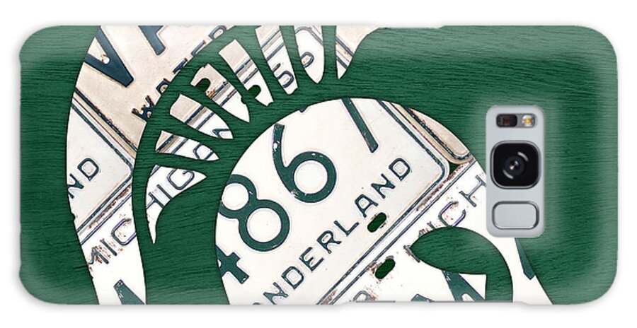 Michigan Galaxy Case featuring the mixed media Michigan State Spartans Sports Retro Logo License Plate Fan Art by Design Turnpike