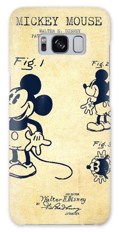 Mickey Mouse Galaxy Case featuring the digital art Mickey Mouse patent Drawing from 1930 - Vintage by Aged Pixel