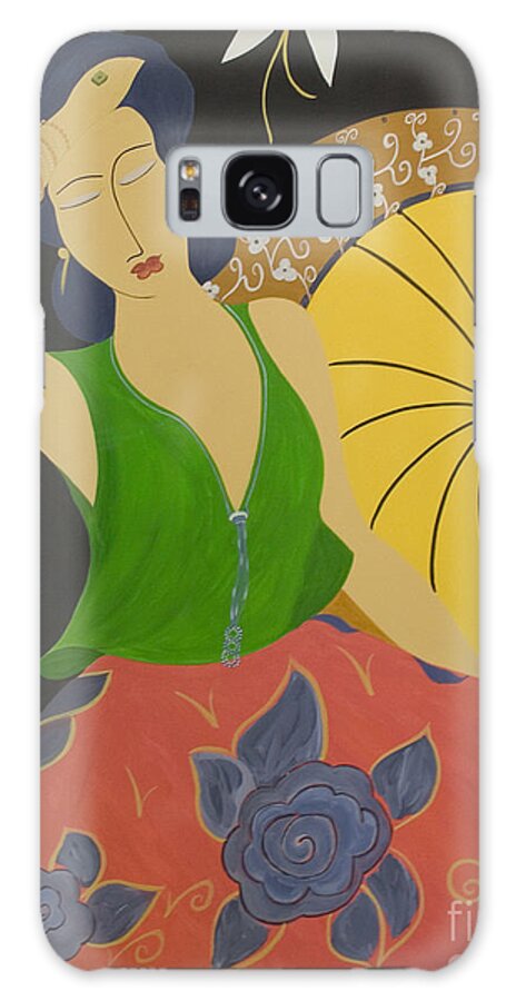  #female Galaxy Case featuring the painting Midnight Sun by Jacquelinemari