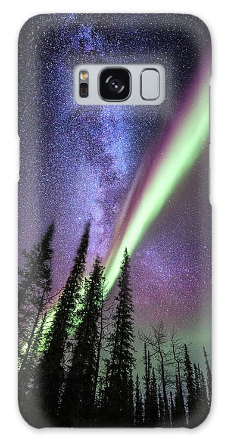 Alaska Galaxy Case featuring the photograph Milky Way And The Aurora Borealis by Chris Madeley