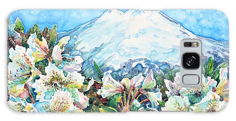 Elbrus Galaxy Case featuring the painting Mingi Taw. On a Bed of Rhododendrons by Zaira Dzhaubaeva
