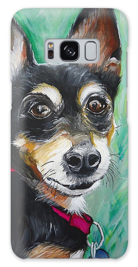 Miniature Pincher Galaxy Case featuring the painting Miniature Pincher by Leslie Manley