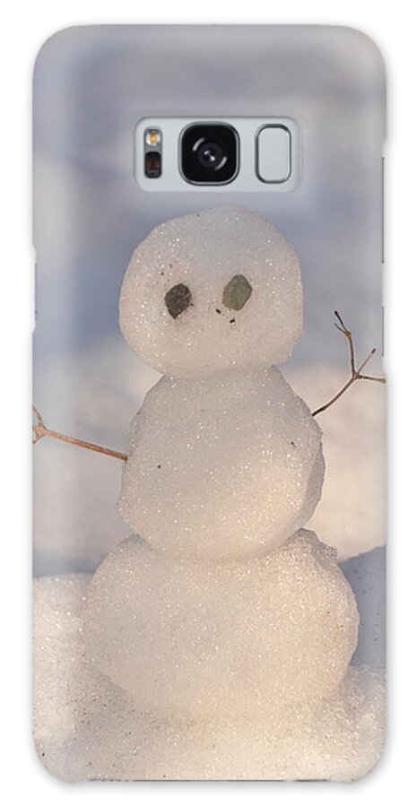 Snowman Galaxy Case featuring the photograph Miniature Snowman portrait by Nancy Landry
