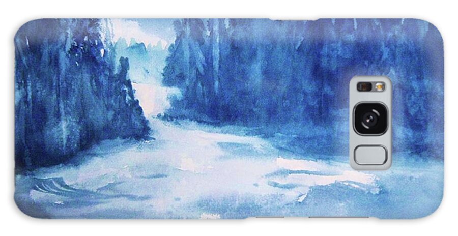 Misty Waterfall Galaxy Case featuring the painting Misty Falls by Ellen Levinson