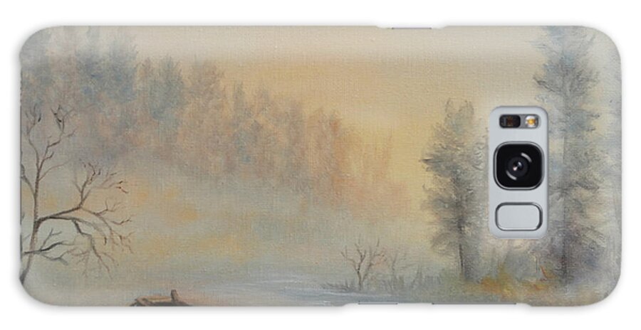 Luczay Galaxy Case featuring the painting Misty Morning by Katalin Luczay