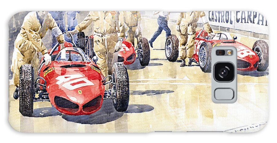Watercolour Galaxy Case featuring the painting Monaco GP 1961 Ferrari 156 Sharknose by Yuriy Shevchuk