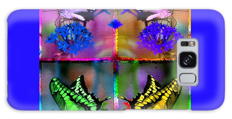 Duvet Galaxy Case featuring the painting Colorful Monarch on Blue by Bruce Nutting
