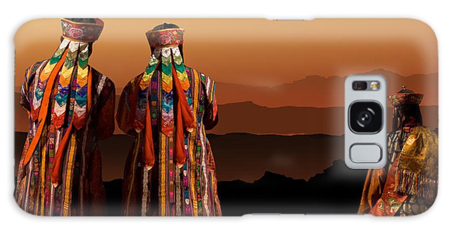 Asia Galaxy Case featuring the digital art Monks from Bhutan by Angelika Drake