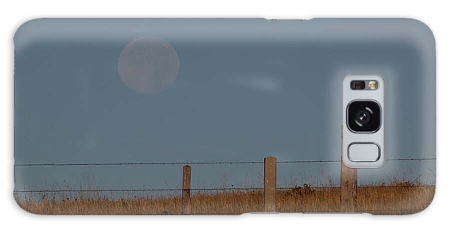Landscape Galaxy Case featuring the photograph Moon and Fenceposts by Bill Wiebesiek