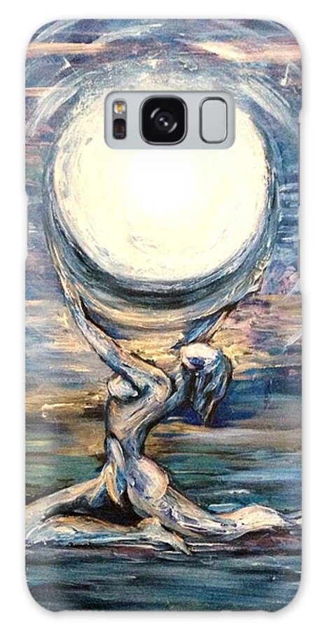 Moon Galaxy Case featuring the painting Moon Goddess by Karen Ferrand Carroll