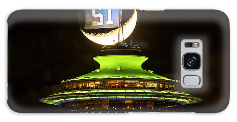 Space Needle Galaxy Case featuring the photograph Moon Joined the 12th Man by Yoshiki Nakamura