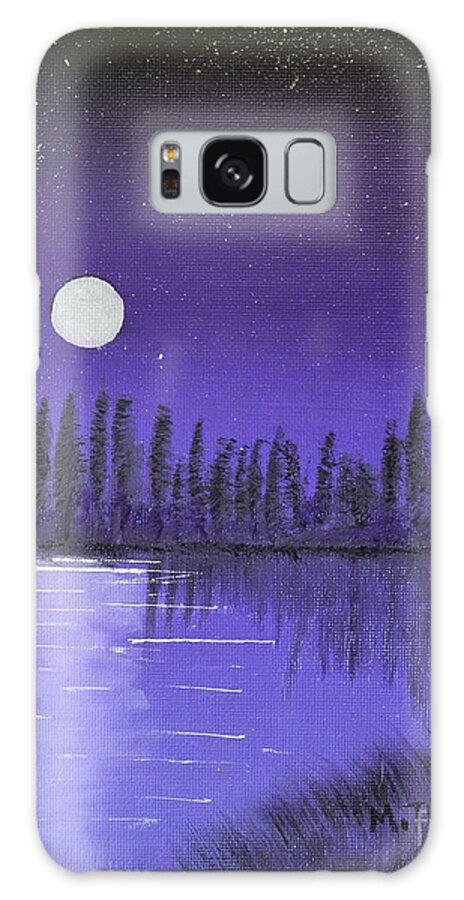 Moon Galaxy S8 Case featuring the painting Moon lit bay by Melvin Turner