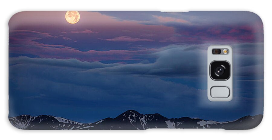  Sunrise Galaxy Case featuring the photograph Moon Over Rockies by Darren White