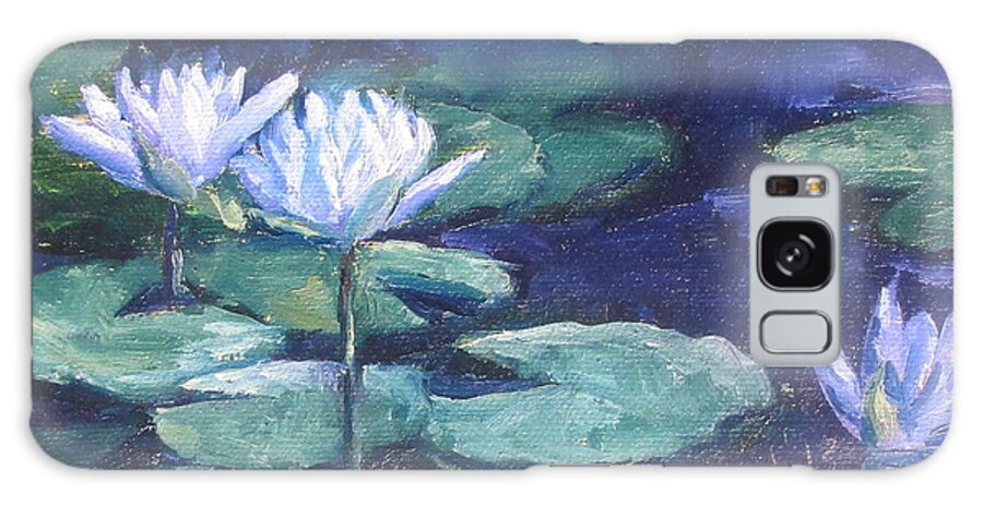 Water Lilies Galaxy Case featuring the painting Moonlit Lilies by Susan Richardson