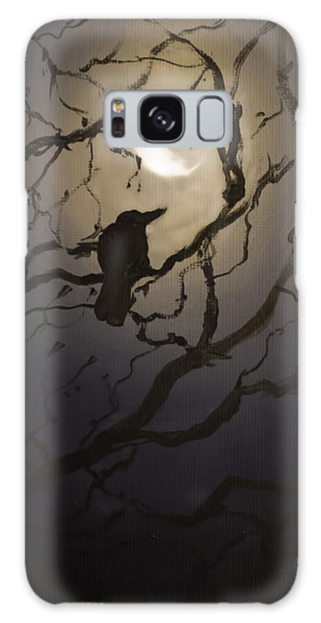 Raven Galaxy S8 Case featuring the painting Moonlit Perch by Melissa Herrin