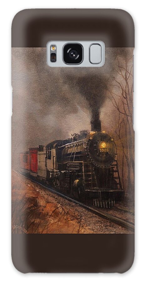 Landscape Galaxy Case featuring the painting Morning Mist Soo Line 1003 by Tom Shropshire
