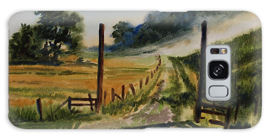 Landscape Galaxy Case featuring the painting Morning on the farm by Heidi E Nelson