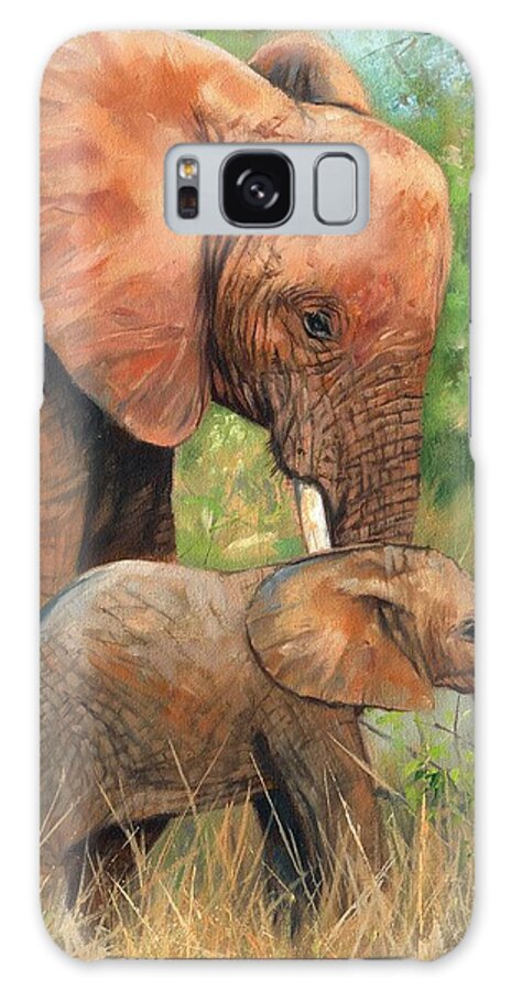 Elephant Galaxy S8 Case featuring the painting Mother Love 2 by David Stribbling