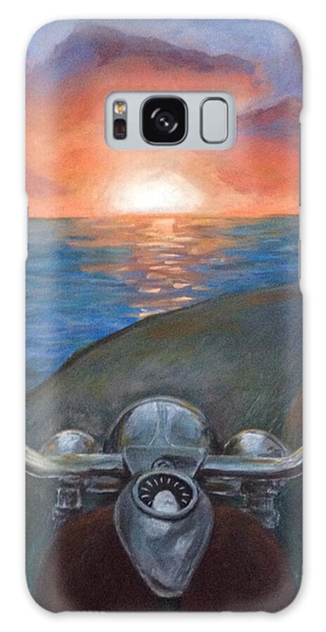 Motorcycle Galaxy Case featuring the painting Motorcycle Sunset by Samantha Geernaert