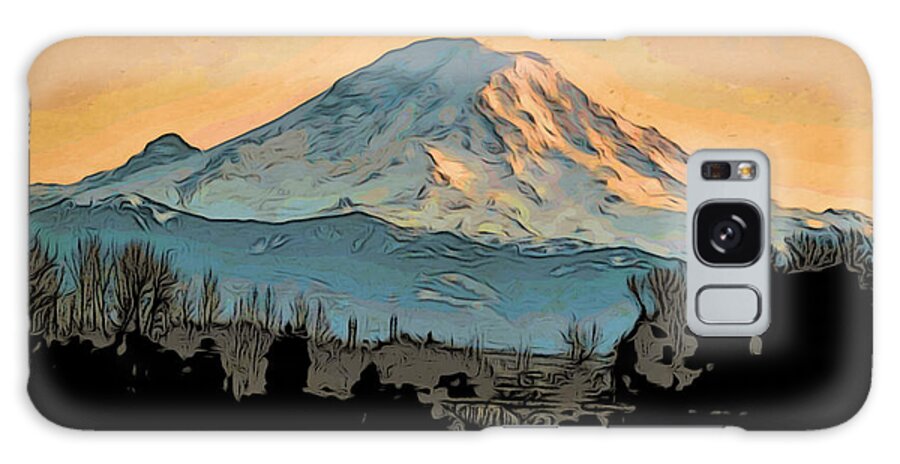 Block Print Galaxy S8 Case featuring the photograph Mount Rainier by Jacklyn Duryea Fraizer