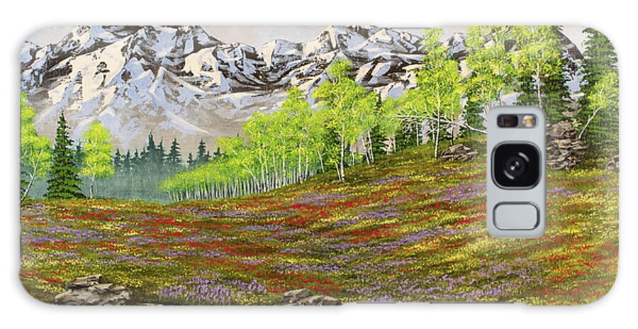 Mountain Meadow Galaxy Case featuring the painting Mountain Meadow by Jack Malloch